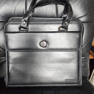 Franklin Covey Black Faux Leather Organizer Briefcase